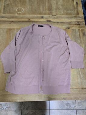 Cable & Gauge Dusty Pink Button-Front Cardigan